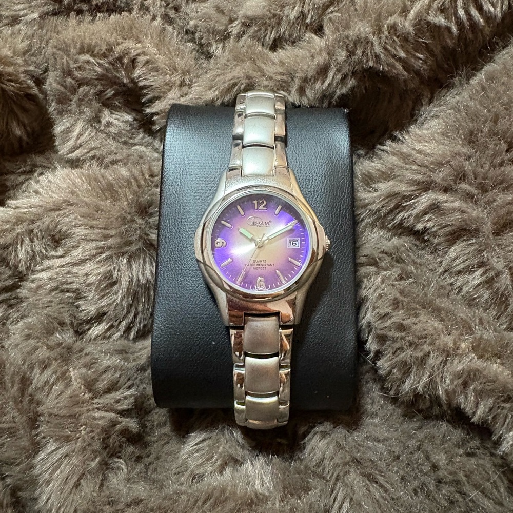 Silver and Purple Women's Watch